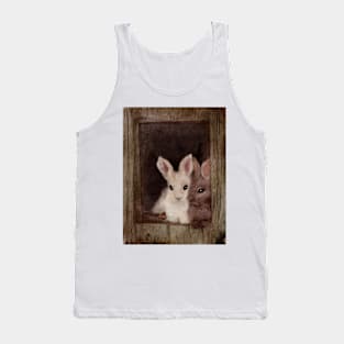 Bunny Love Two watercolor bunnies lounging in a barn Tank Top